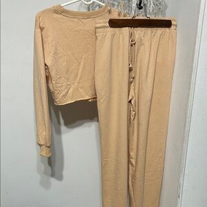 Women's Tan Boot Cut Pants & Jumpsuit Set